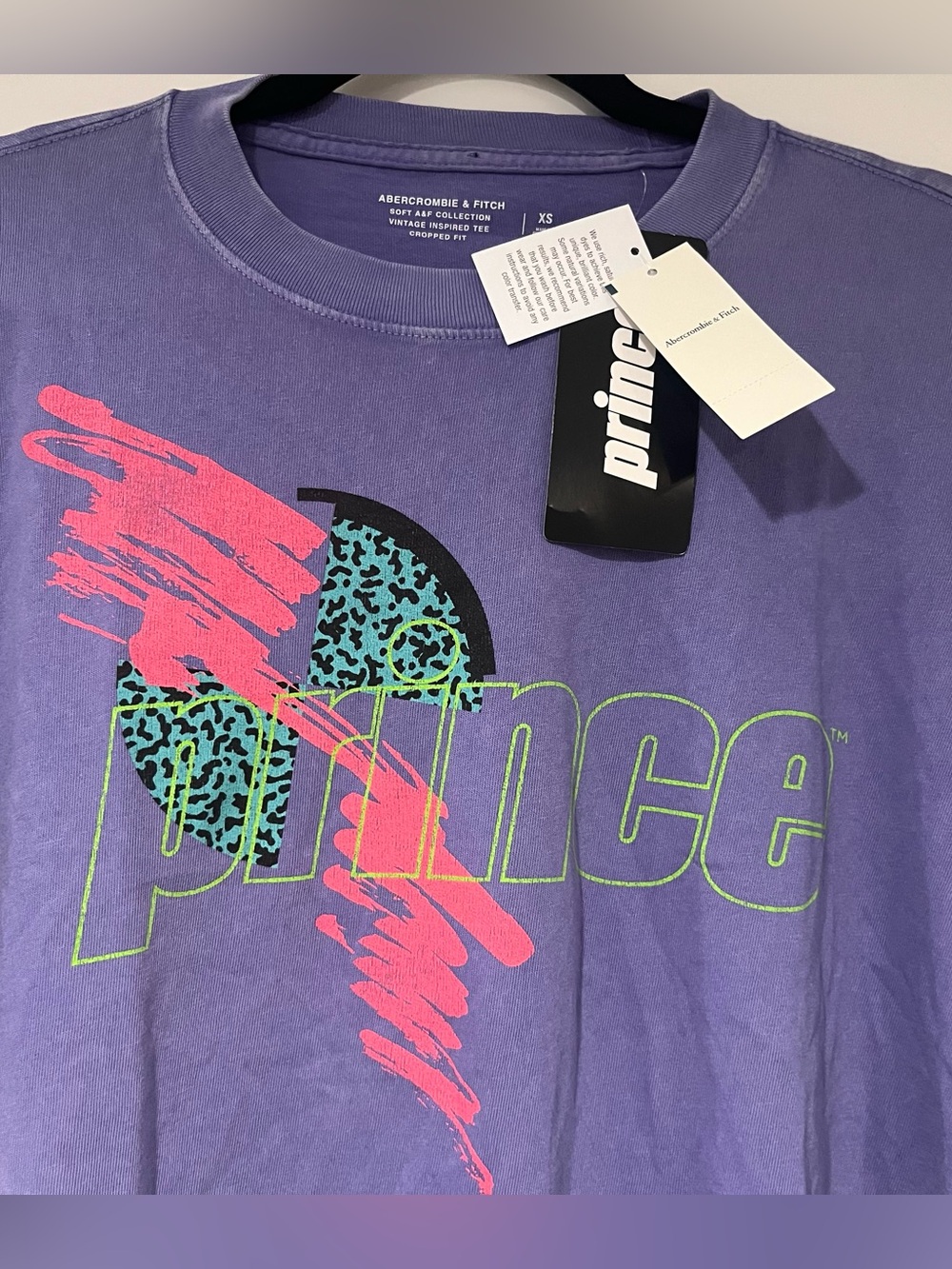 Abercrombie & Fitch Prince Tennis XS Cropped Graphic Shirt Soft AF VTG Inspired